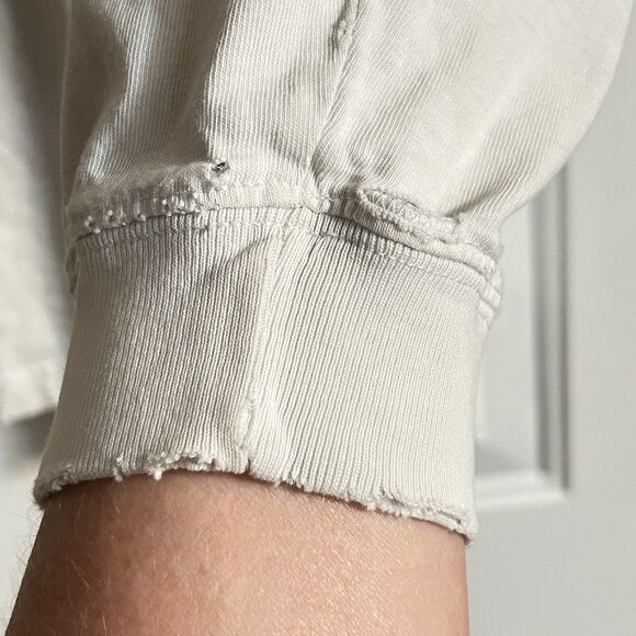 Abercrombie & Fitch Y2K 1990’s Off White Long Sleeve Tee THRASHED Vintage L - Picture 7 of 13